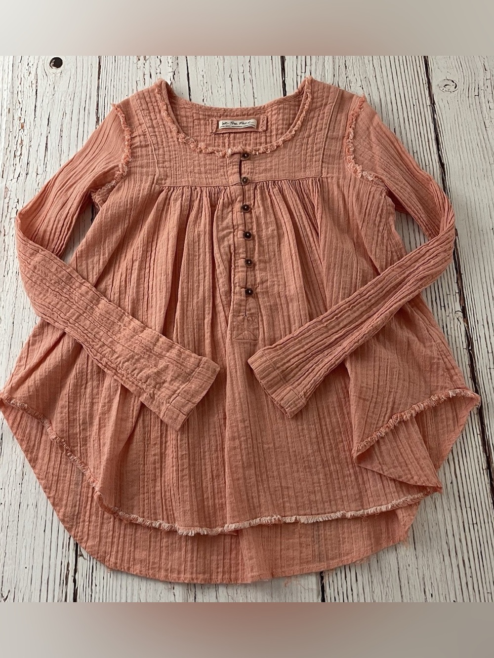 We The Free‎ Pink by Free People Popover Henley Gauze Top